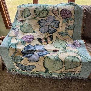 Floral Butterfly Throw Blanket